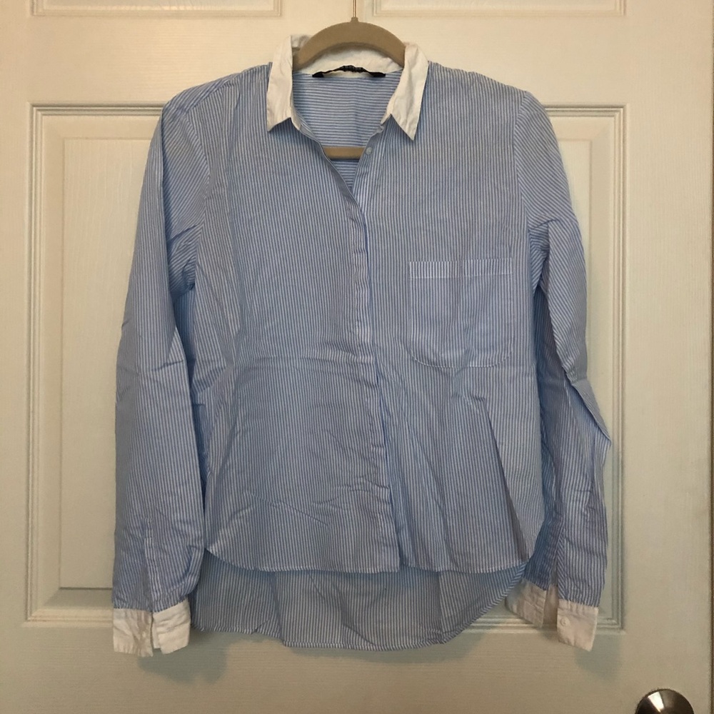 Zara Blue Striped Button Down Shirt
